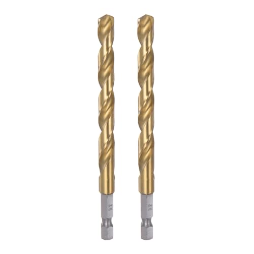 QUARKZMAN 2 Stück 1/4" Sechskantschaft Bohrer 8,2 mm Titan Bohrer Set M35 Hochgeschwindigkeitsstahl Spiralbohrer 116 mm lang Vollständig geschliffen für Holz, Edelstahl, Metall, Kunststoff von QUARKZMAN