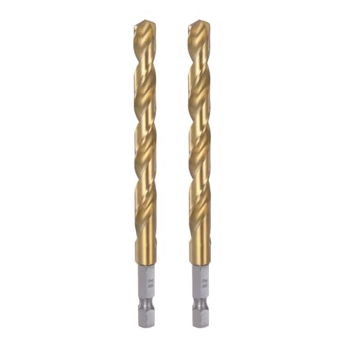 QUARKZMAN 2 Stück 1/4" Sechskantschaft Bohrer 8,2 mm Titan Bohrer Set M35 Hochgeschwindigkeitsstahl Spiralbohrer 116 mm lang Vollständig geschliffen für Holz, Edelstahl, Metall, Kunststoff von QUARKZMAN