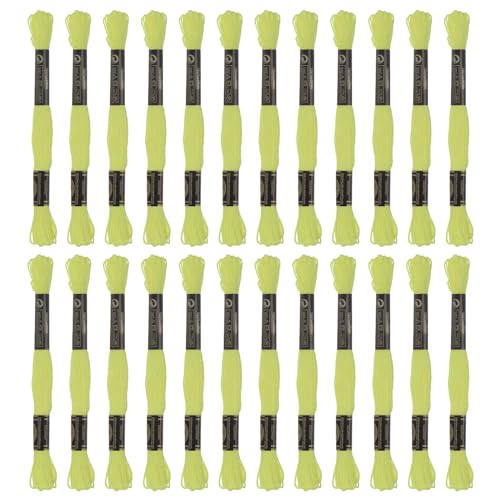 QUARKZMAN 2 Stück 12 Stränge Stickgarn 8,75 Yards (8 m) ägyptische Langstapel-Baumwolle Kreuzstichgarn für Nähen DIY Armbandgarn und Handwerk, Grün-Gelb (6012) von QUARKZMAN