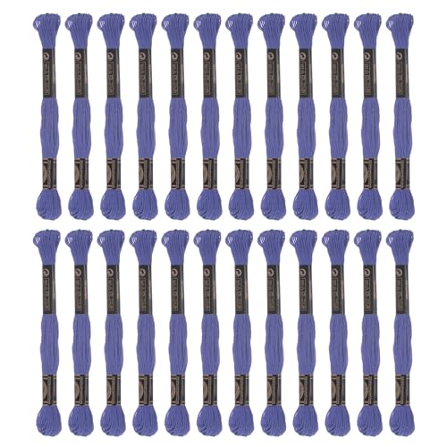 QUARKZMAN 2 Stück 12 Stränge Stickgarn 8,75 Yards (8 m) ägyptische Langstapel-Baumwolle Kreuzstichgarn für Nähen DIY Armbandgarn und Handwerk, Mittelblau Lila (6032) von QUARKZMAN