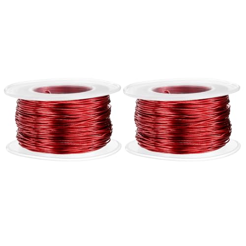 QUARKZMAN 2 Stück 20 Gauge Basteldraht Aluminiumdraht 0,8 mm 30 Meter Flexibler Biegsamer Aludrahter Metall Schmuckdraht Blumendraht für Schmuckherstellung Modellieren Basteln DIY, Rot von QUARKZMAN