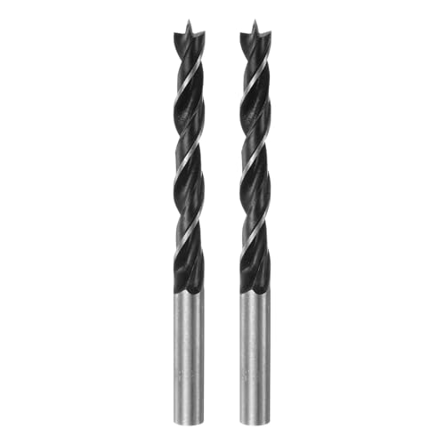 QUARKZMAN 2 Stück Brad-Point-Bohrer 8,5 mm (21/64") Durchmesser Gerader Stahl Runder Schaft Bohrer Metrisch Brad Point 75mm (3") Bohrtiefe Spiral-Twist-Bohrer für Schreiner Gummi von QUARKZMAN