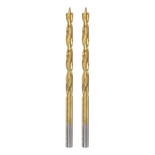 QUARKZMAN 2 Stück Brad Point Spiralbohrer 3mm (1/8") Durchmesser Gerader Rund Schaft Bohrer Metrische Brad Point Spiral Twist Bohrer für Schreiner Holzbearbeitung Kunststoff Gummi, Golden von QUARKZMAN