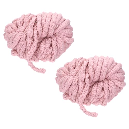 QUARKZMAN 2 Stück Chunky Garn Dickes Flauschiges Garn zum Häkeln Weiche Chenille Decke zum Handstricken Häkeln (Pink, 30 Yards/27m) von QUARKZMAN