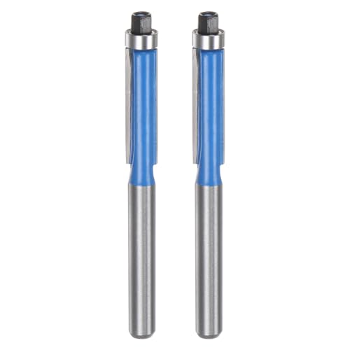 QUARKZMAN 2 Stück Fräser mit Anlaufkugellager 6 mm Schaft 1/4" Durchmesser 1" Schnitttiefe Obenlager Bündig Gerade Schneiden Fräser Bits aus Hartmetall für Spanplatten Sperrholz, Blau QUARKZMAN 2 Stück Fräser mit Anlaufkugellager 6 mm Schaft 1/4" Durchmesser 1" Schnitttiefe Obenlager Bündig Gerade Schneiden Fräser Bits aus Hartmetall für Spanplatten Sperrholz, Blau von QUARKZMAN