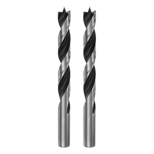 QUARKZMAN 2 Stück Holzbohrer 12mm (30/64") Durchmesser Gerader Rund Schaft Bohrer Metrisch Brad Point 4,1" Bohrtiefe Spiral Twist Bohrer für Schreiner Holzarbeiten Kunststoff Gummi von QUARKZMAN