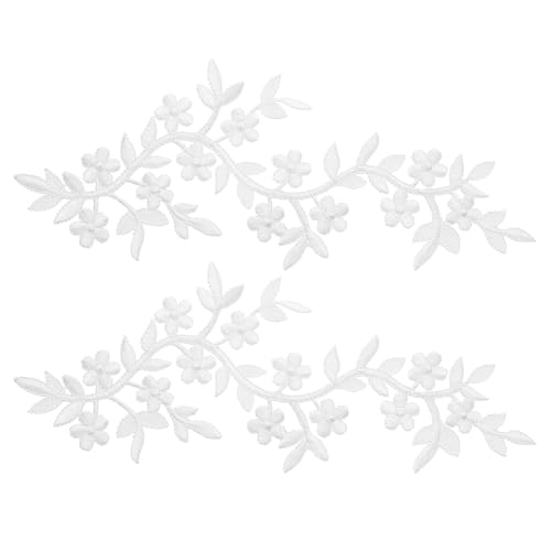 QUARKZMAN 2 Stück Lange Patch Blumenranke mit Blatt, 10" x 4" Aufbügelbare Pflaumen-Patches aus Polyester bestickt für Vorhang Kissen Kleidung Nähen und Dekoration, Weiß QUARKZMAN 2 Stück Lange Patch Blumenranke mit Blatt, 10" x 4" Aufbügelbare Pflaumen-Patches aus Polyester bestickt für Vorhang Kissen Kleidung Nähen und Dekoration, Weiß von QUARKZMAN