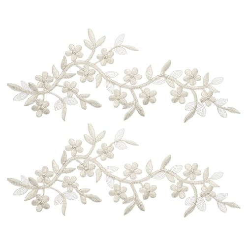QUARKZMAN 2 Stück Lange Patch Blumenranke mit Blatt, 10" x 4" Aufbügeln Pflaumen Patches Polyester Bestickte Applikation für Vorhang Kissen Kleidung Nähen und Dekoration, Silber QUARKZMAN 2 Stück Lange Patch Blumenranke mit Blatt, 10" x 4" Aufbügeln Pflaumen Patches Polyester Bestickte Applikation für Vorhang Kissen Kleidung Nähen und Dekoration, Silber von QUARKZMAN
