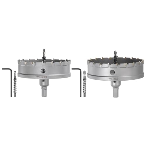 QUARKZMAN 2 Stück Metall-Lochsäge TCT Hartmetall-Schneider 115mm / 4,5" 120mm / 4,7" Durchmesser für Edelstahl, Metall, Aluminiumlegierung, Kupfer, Messing, Kunststoff von QUARKZMAN