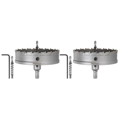 QUARKZMAN 2 Stück Metall-Lochsäge TCT Hartmetall-Schneider 125mm / 4,9" Durchmesser für Edelstahl, Metall, Aluminiumlegierung, Kupfer, Messing, Kunststoff von QUARKZMAN