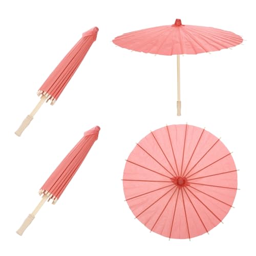QUARKZMAN 2 Stück Papierregenschirme, 60 cm Papier-Parasol-Schirm DIY-Ölpapiermalerei-Schirme für Fotografie-Requisiten Handwerk Party Hochzeitsdekoration, Rot von QUARKZMAN