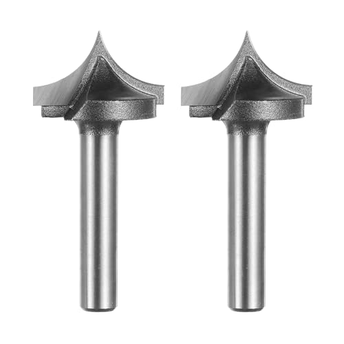 QUARKZMAN 2 Stück Punkt-Schneidrundüber-Fräserbit 7/16" Radius 1/4" Schaft 7/8" Schneiddurchmesser 2 Flöten Rundüber-CNC-Fräserbit für 2D- und 3D-Schnitz- und Gravierwerkzeuge aus Holz von QUARKZMAN