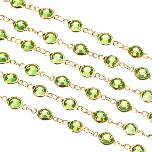 QUARKZMAN 2 Stück Rhinestone Chain 2 Meter Strasskette, Grasgrüne Kristall Perlenkette Strassband mit Gold Messing Bauchkette für Armband Halskette Kleidungsdekoration Schmuckherstellung QUARKZMAN 2 Stück Rhinestone Chain 2 Meter Strasskette, Grasgrüne Kristall Perlenkette Strassband mit Gold Messing Bauchkette für Armband Halskette Kleidungsdekoration Schmuckherstellung von QUARKZMAN