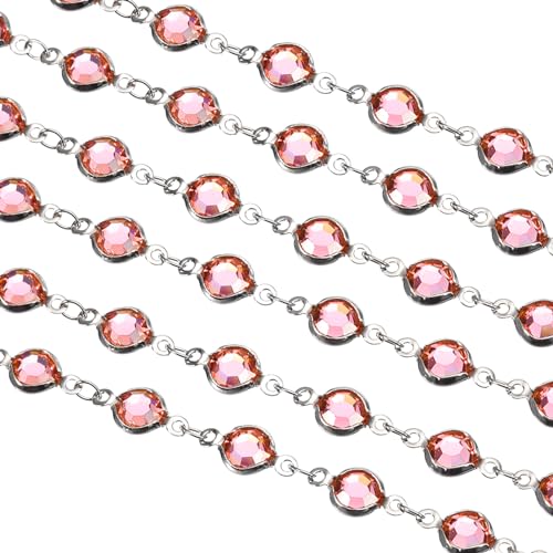 QUARKZMAN 2 Stück Rhinestone Chain 2 Meter Strasskette, Rosa Kristall Perlenkette Strassband mit Silber Messing Bauchkette für DIY Armband Halskette Kleidungsdekoration QUARKZMAN 2 Stück Rhinestone Chain 2 Meter Strasskette, Rosa Kristall Perlenkette Strassband mit Silber Messing Bauchkette für DIY Armband Halskette Kleidungsdekoration von QUARKZMAN