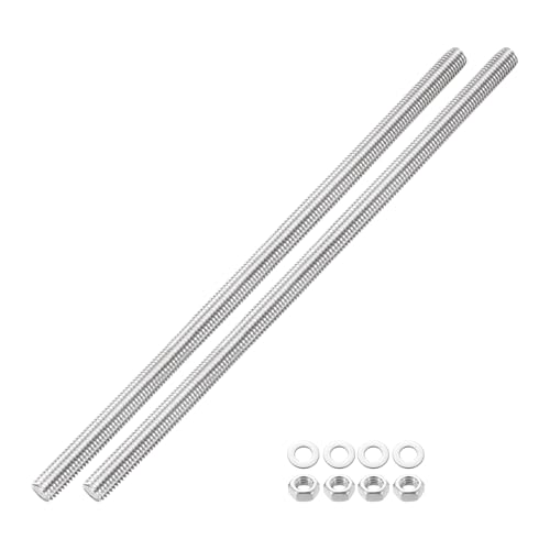 QUARKZMAN 2 Stück Vollgewindestange, M12 x 30mm 201 Edelstahl Rechtsgewinde Stangen Mit Muttern Und Unterlegscheiben Vollgewindestange Für Klemmen, Aufhänger Und U-Bolzen von QUARKZMAN