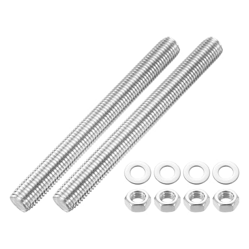 QUARKZMAN 2 Stück Vollgewindestange M16 x 150mm 201 Edelstahl Rechtsgewinde Stangen Mit Muttern Und Unterlegscheiben Vollgewindestange Für Klemmen, Aufhänger Und U-Bolzen von QUARKZMAN