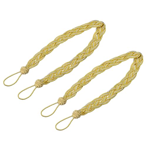 QUARKZMAN 2 Stück Vorhanghalter, 58 cm/23" Geflochtene Vorhanghalterung Dekorative Seilbindung, Gold/Silber QUARKZMAN 2 Stück Vorhanghalter, 58 cm/23" Geflochtene Vorhanghalterung Dekorative Seilbindung, Gold/Silber von QUARKZMAN