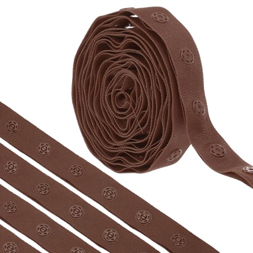 QUARKZMAN 2 Yard Druckknopfband zum Nähen, Baumwoll-Druckknopfbesatz, Schnallenband für Kleidung, Stoff, DIY-Handwerk, Dunkelbraun von QUARKZMAN