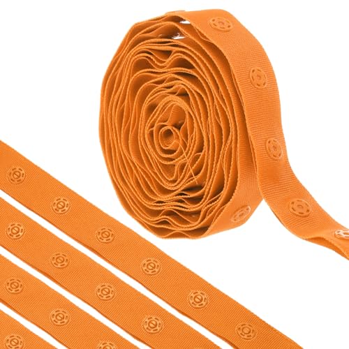 QUARKZMAN 2 Yard Druckknopfband zum Nähen, Baumwoll-Druckknopfbesatz, Schnallenband für Kleidung, Stoff, DIY-Handwerk, Orange von QUARKZMAN