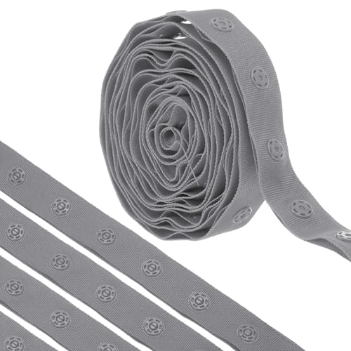 QUARKZMAN 2 Yard Druckknopfband zum Nähen, Baumwoll-Druckknopfbesatz, Schnallenband für Kleidung, Stoff, DIY-Handwerk, Schatten von QUARKZMAN