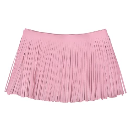 QUARKZMAN 2 Yards 8 Zoll Kunstleder-Fransenbesatz, doppelseitige Leder-Nähquaste, Fransen für DIY Nähen, Kleid, Basteln, Rock-Dekoration, Rosa von QUARKZMAN