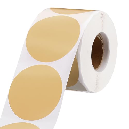 QUARKZMAN 2 Zoll Kreis Punkt Aufkleber Farbcodierungsetiketten Blanko Runde Etiketten Wasserdichte Selbstklebende Aufkleber für Organisieren Geschenkbox (Braun, 1 Rolle, 500 Stück) von QUARKZMAN