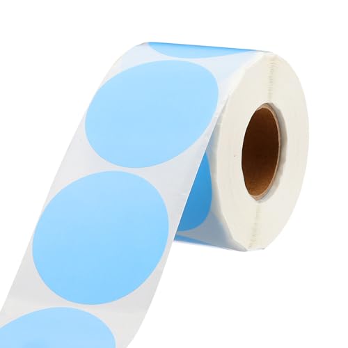 QUARKZMAN 2-Zoll-Kreis-Punktaufkleber Farbcodierungsetiketten Blank Round Label Wasserdichter Aufkleber für Umschlagdokument Organisieren Geschenkbox (Hellblau, 1 Rolle, 500 Stück/Rolle) von QUARKZMAN
