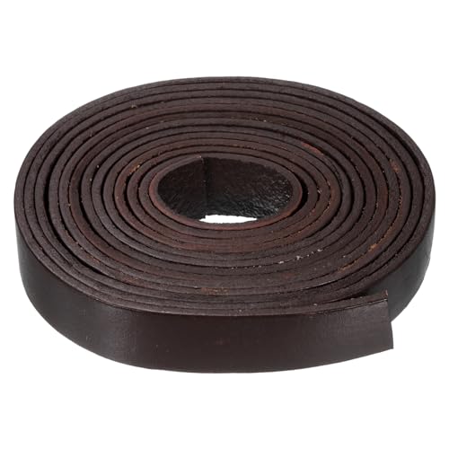QUARKZMAN 2.2 Yard 15mm Flaches Lederband, Lederstreifen 2mm dick für DIY-Bastelarbeiten, Herstellung von Armbändern, Geldbörsenriemen (Kaffee) von QUARKZMAN