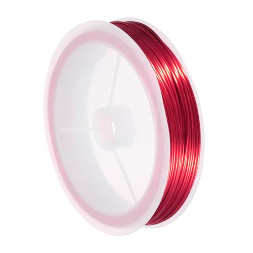 QUARKZMAN 20 Gauge(0.8MM) Kupferdraht für Schmuckherstellung, anlaufbeständiger Perlenfaden für Schmuckherstellung Handwerksbedarf, Rot, 14M von QUARKZMAN