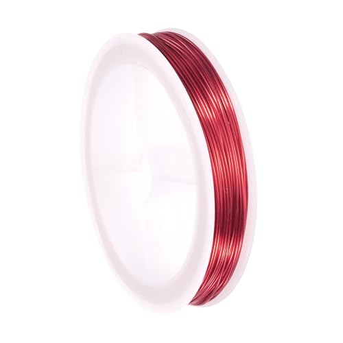 QUARKZMAN 20 Gauge(0.8MM) Kupferdraht für die Schmuckherstellung, anlaufbeständiger Perlen-Draht für Schmuckherstellung Handwerksbedarf, Rot, 24M von QUARKZMAN
