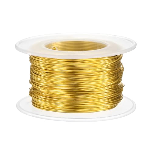 QUARKZMAN 20 Gauge Basteldraht Aluminiumdraht 0,8mm x 30m (D x L) Flexibler Biegsamer Aludrahter Metall Schmuckdraht Blumendraht für Schmuckherstellung Modellieren Basteln DIY, Gelb von QUARKZMAN