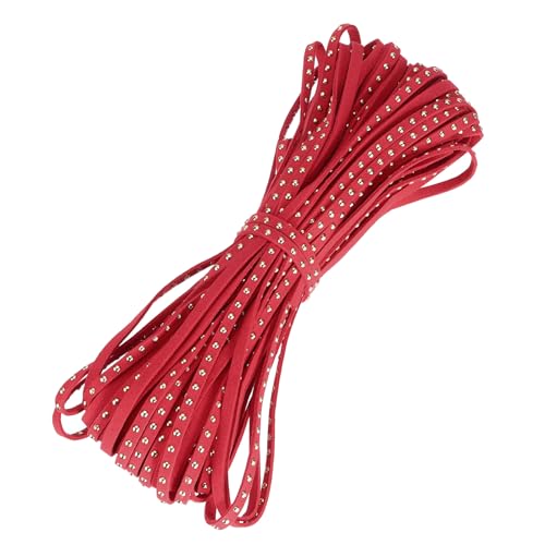 QUARKZMAN 20 Meter Kunstleder Wildlederband mit Nieten, 5mm Studded Mikrofaser Leder Schnur für DIY Herstellung von Halsketten, Armbändern (Rot) von QUARKZMAN