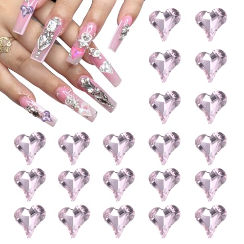 QUARKZMAN 20 Stk. 3D Herz-Nagel-Charme Kristall-Nagelsteine 8x9mm Schiefes Herz-Form Kunst Strass-Charme für Valentinstag DIY Dekoration, Hellrosa QUARKZMAN 20 Stk. 3D Herz-Nagel-Charme Kristall-Nagelsteine 8x9mm Schiefes Herz-Form Kunst Strass-Charme für Valentinstag DIY Dekoration, Hellrosa von QUARKZMAN