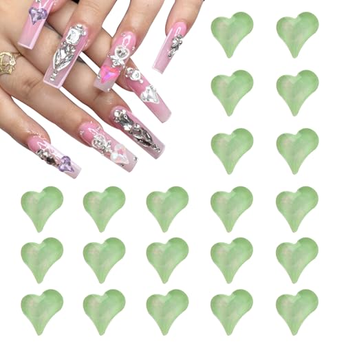 QUARKZMAN 20 Stk. 3D Herz-Nagel-Charme Kristalle Nagel-Edelsteine 8x9mm Schiefes Herz-Form Kunst Strass-Charme für Valentinstag DIY Dekoration, Rich Green QUARKZMAN 20 Stk. 3D Herz-Nagel-Charme Kristalle Nagel-Edelsteine 8x9mm Schiefes Herz-Form Kunst Strass-Charme für Valentinstag DIY Dekoration, Rich Green von QUARKZMAN