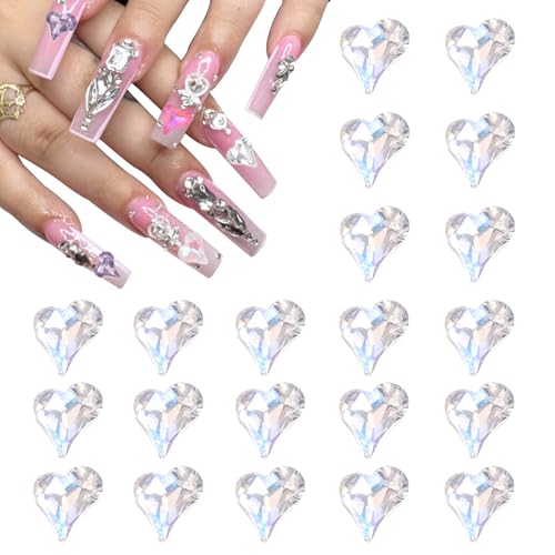QUARKZMAN 20 Stk. 3D Herz Nagel Charme Kristalle Nagelsteine 8x9mm Schiefes Herz-Form Kunst Strass Charme für Valentinstag DIY Dekoration, AB Farbe QUARKZMAN 20 Stk. 3D Herz Nagel Charme Kristalle Nagelsteine 8x9mm Schiefes Herz-Form Kunst Strass Charme für Valentinstag DIY Dekoration, AB Farbe von QUARKZMAN