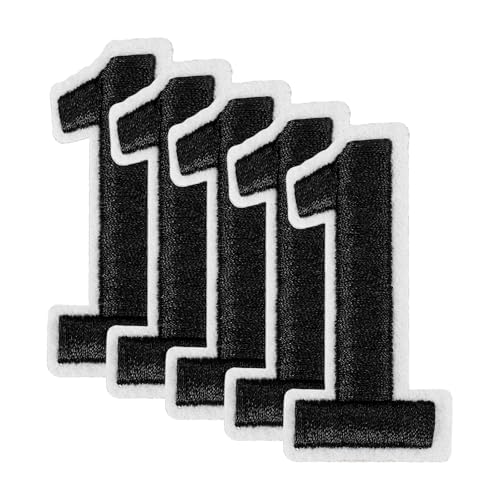 QUARKZMAN 20 Stk. Nummern-Patches 2,4" Höhe Nummer 1 Gestickte Dekorative Reparatur-Patches zum Aufbügeln/Nähen von Stickerei-Applikationen für Dekor Kleidung Schuhe DIY Basteln, Schwarz von QUARKZMAN