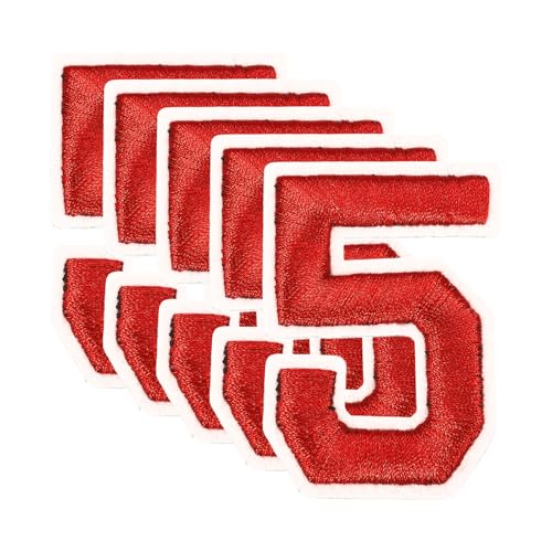 QUARKZMAN 20 Stk. Nummern-Patches 2,4" Höhe Nummer 5 Bestickte Dekorative Reparatur-Patches zum Aufbügeln/Nähen auf Stickerei-Applikationen für Dekor Kleidung Schuhe DIY Handwerk, Rot QUARKZMAN 20 Stk. Nummern-Patches 2,4" Höhe Nummer 5 Bestickte Dekorative Reparatur-Patches zum Aufbügeln/Nähen auf Stickerei-Applikationen für Dekor Kleidung Schuhe DIY Handwerk, Rot von QUARKZMAN