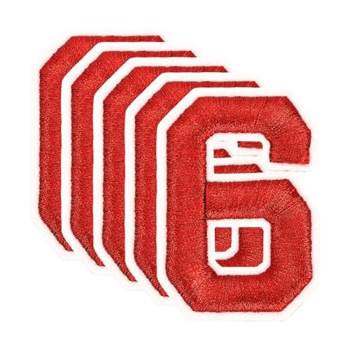 QUARKZMAN 20 Stk. Nummern-Patches 2,4" Höhe Nummer 6 Bestickte Dekorative Reparatur-Patches zum Aufbügeln/Nähen von Stickerei-Applikationen für Dekor Kleidung Schuhe DIY Handwerk, Rot QUARKZMAN 20 Stk. Nummern-Patches 2,4" Höhe Nummer 6 Bestickte Dekorative Reparatur-Patches zum Aufbügeln/Nähen von Stickerei-Applikationen für Dekor Kleidung Schuhe DIY Handwerk, Rot von QUARKZMAN