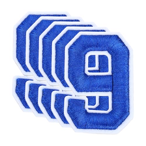 QUARKZMAN 20 Stk. Nummern-Patches 2,4" Höhe Nummer 9 Bestickte Dekorative Reparatur-Patches zum Aufbügeln/Nähen auf Stickerei-Applikationen für Dekor Kleidung Schuhe DIY Basteln, Blau von QUARKZMAN