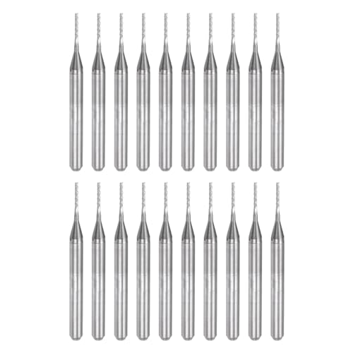 QUARKZMAN 20 Stück 0,8 mm Fräser 1/8" Gerade Schaft Vollhartmetall CNC Router Fräser Gravierwerkzeug mit Kornklinge für PCB Leiterplatten Fräsmaschine Holzschnitzerei von QUARKZMAN