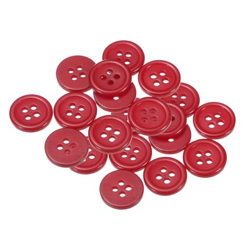 QUARKZMAN 20 Stück Knöpfe 12,5mm Bastelknöpfe Rot Nähknöpfe Harz Rund Flach 4-Loch Kunststoffknöpfe für Nähen DIY Handwerk Scrapbooking Dekorieren Kleidung Mänteln Blusen Hemden von QUARKZMAN
