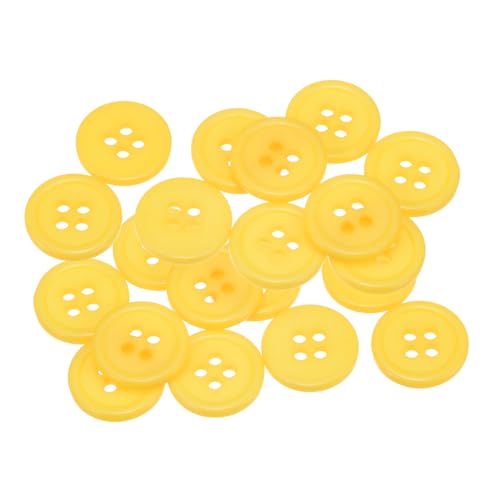 QUARKZMAN 20 Stück Knöpfe 15mm Bastelknöpfe Gelb Nähknöpfe Harz Rund Flach 4-Loch Kunststoffknöpfe für Nähen DIY Handwerk Scrapbooking Dekorieren Kleidung Mänteln Blusen Hemden von QUARKZMAN