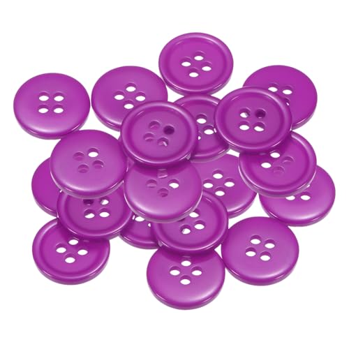 QUARKZMAN 20 Stück Knöpfe 18mm Bastelknöpfe Lila Nähknöpfe Harz Rund Flach 4-Loch Kunststoffknöpfe für Nähen DIY Handwerk Scrapbooking Dekorieren Kleidung Mänteln Blusen Hemden von QUARKZMAN