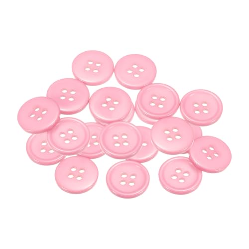 QUARKZMAN 20 Stück Knöpfe 18mm Bastelknöpfe Rosa Nähknöpfe Harz Rund Flach 4-Loch Kunststoffknöpfe für Nähen DIY Handwerk Scrapbooking Dekorieren Kleidung Mänteln Blusen Hemden von QUARKZMAN