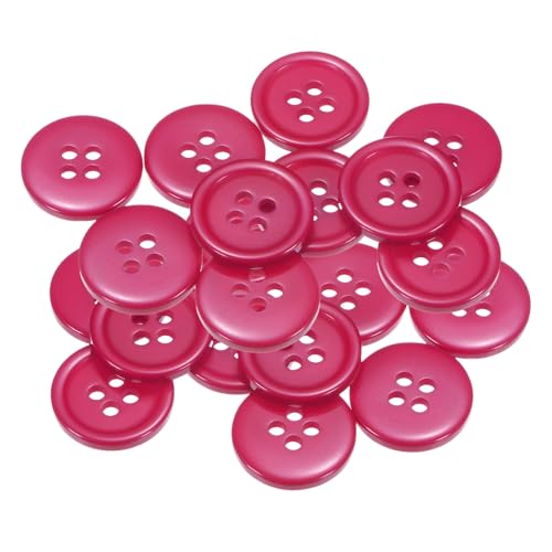 QUARKZMAN 20 Stück Knöpfe 18mm Bastelknöpfe Rosenrot Nähknöpfe Harz Rund Flach 4-Loch Kunststoffknöpfe für Nähen DIY Handwerk Scrapbooking Dekorieren Kleidung Mänteln Blusen Hemden von QUARKZMAN