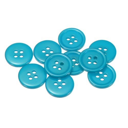 QUARKZMAN 20 Stück Knöpfe 18mm Bastelknöpfe Seeblau Nähknöpfe Harz Rund Flach 4-Loch Kunststoffknöpfe für Nähen DIY Handwerk Scrapbooking Dekorieren Kleidung Mänteln Blusen Hemden von QUARKZMAN