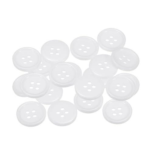 QUARKZMAN 20 Stück Knöpfe 18mm Bastelknöpfe Weiß Nähknöpfe Harz Rund Flach 4-Loch Kunststoffknöpfe für Nähen DIY Handwerk Scrapbooking Dekorieren Kleidung Mänteln Blusen Hemden von QUARKZMAN