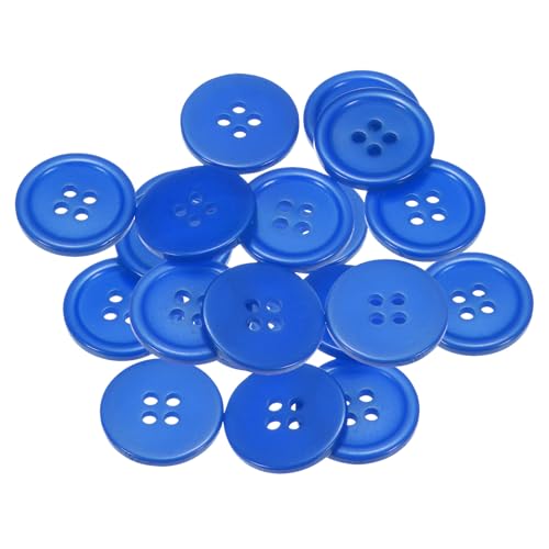 QUARKZMAN 20 Stück Knöpfe 20mm Bastelknöpfe Tiefblau Nähknöpfe Harz Rund Flach 4-Loch Kunststoffknöpfe für Nähen DIY Handwerk Scrapbooking Dekorieren Kleidung Mänteln Blusen Hemden von QUARKZMAN