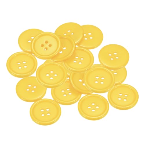 QUARKZMAN 20 Stück Knöpfe 23mm Bastelknöpfe Gelb Nähknöpfe Harz Rund Flach 4-Loch Kunststoffknöpfe für Nähen DIY Handwerk Scrapbooking Dekorieren Kleidung Mänteln Blusen Hemden von QUARKZMAN