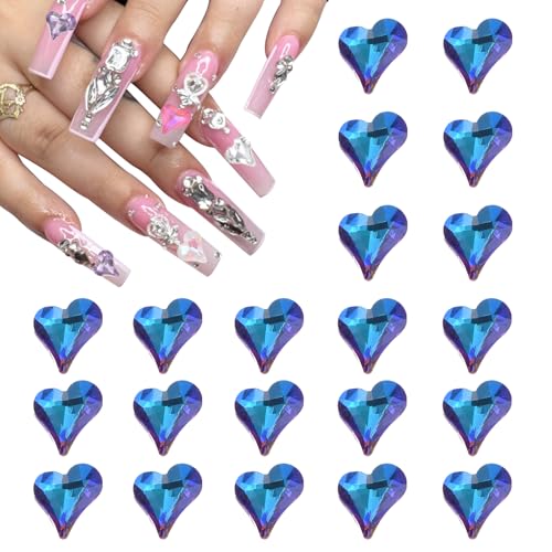 QUARKZMAN 20 Stück 3D Herz Nagel Charme Kristalle Nagel Edelsteine 8x9mm Schiefes Herz-Form Kunst Strass Charme für Valentinstag DIY Dekoration, Bunte Blau QUARKZMAN 20 Stück 3D Herz Nagel Charme Kristalle Nagel Edelsteine 8x9mm Schiefes Herz-Form Kunst Strass Charme für Valentinstag DIY Dekoration, Bunte Blau von QUARKZMAN